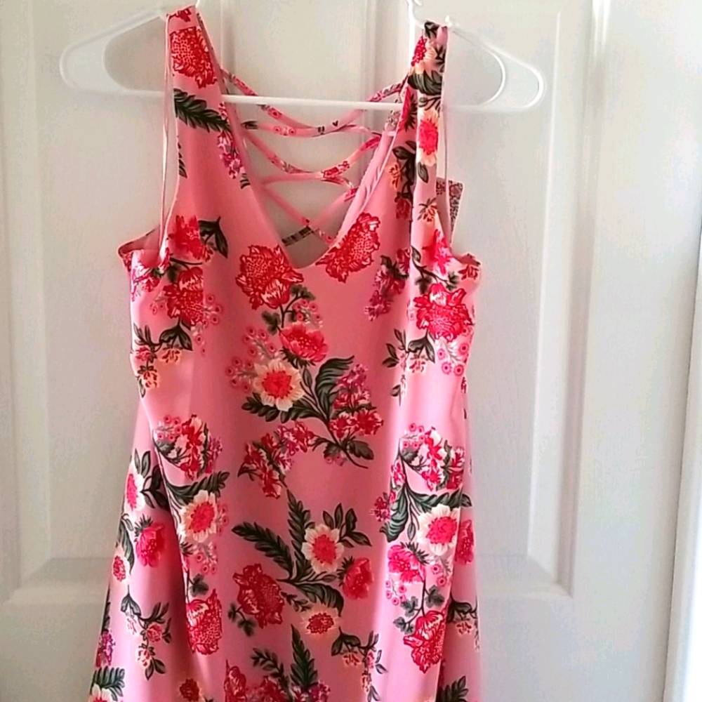 Women's pink rose vintage dress